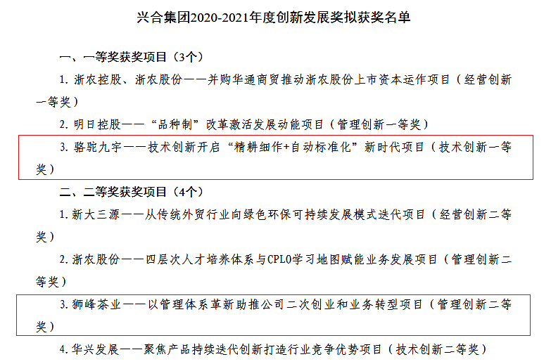 开云中国多个项目荣获兴合集团2020-2021年度创新发展奖